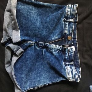 H&M Dark Washed High Waisted Shorts
